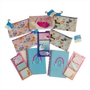 10 Lot Bundle Crafts Rainbow Unicorn Kitten Puppy Pouches Notebooks Sticky Notes